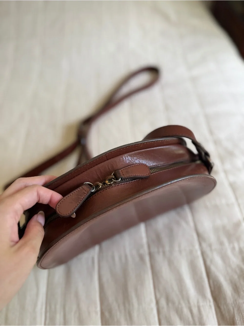 A.P.C. Demi-Lune Brown Leather Crossbody Bag - Picture 6 of 9
